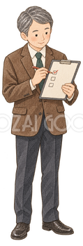 提出書類を確認するシニア社員｜年末の締切案内の無料人物イラスト素材 103944