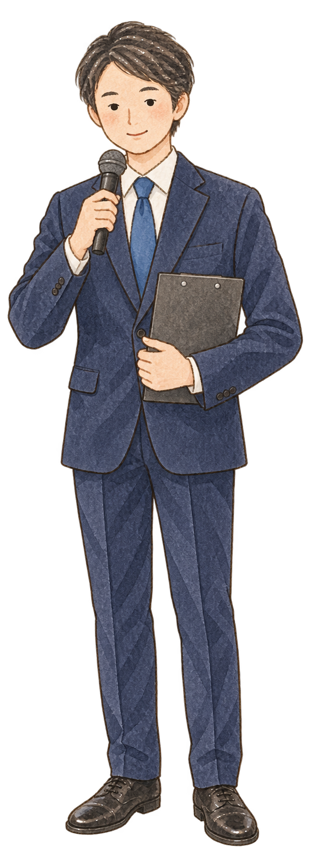 忘年会の司会をする男性｜忘年会・新年会の無料人物イラスト素材 103949に写真・文字を入れる