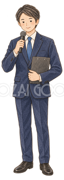 忘年会の司会をする男性｜忘年会・新年会の無料人物イラスト素材 103949