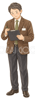 参加者名簿を確認する幹事｜忘年会・新年会の無料人物イラスト素材 103951