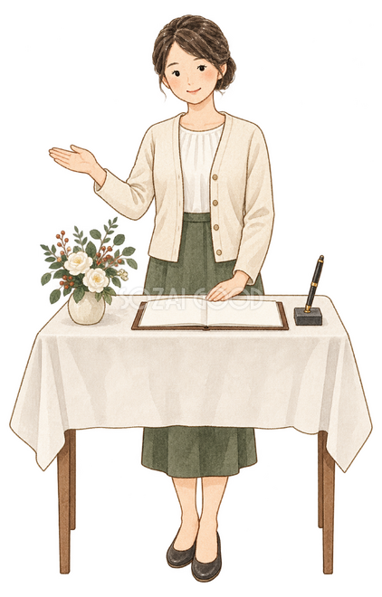 宴会の受付をする女性 宴会の受付をする女性