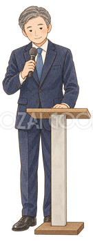 開会の挨拶をする上司｜忘年会・新年会の無料人物イラスト素材 103954