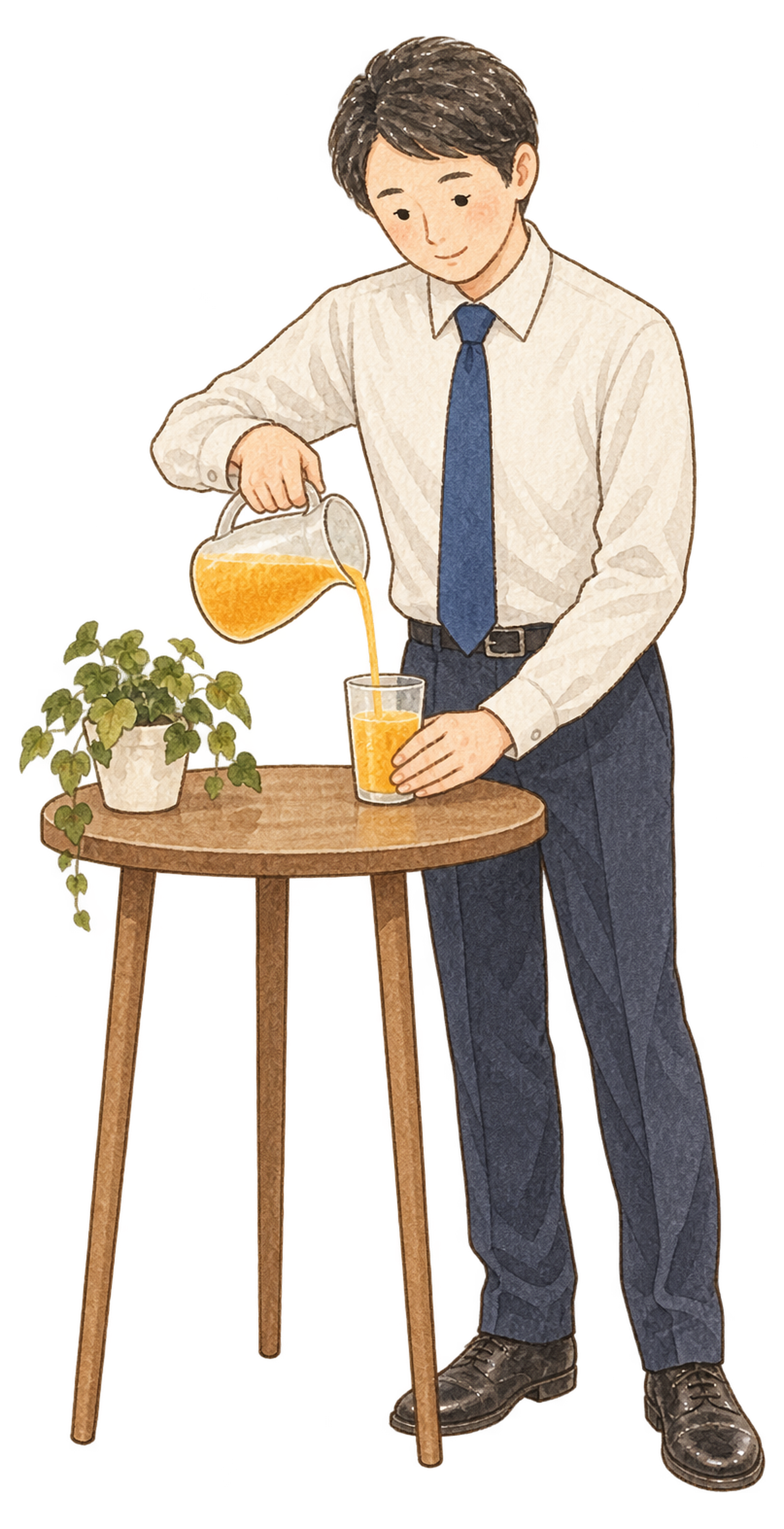 飲み物を注ぐ男性社員｜忘年会・新年会の無料人物イラスト素材 103962に写真・文字を入れる