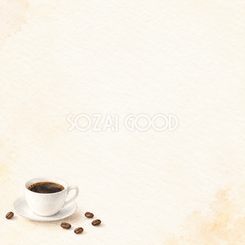 コーヒーと白い受け皿・左下の背景｜文字なしの無料背景イラスト素材 103998