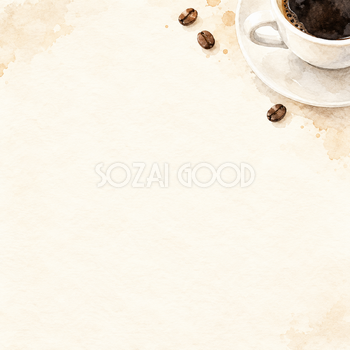 コーヒー豆・上側の飾りと淡い光｜文字なしの無料背景イラスト素材 103999