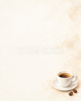 コーヒー豆とカップ・右下の縦長背景｜文字なしの無料背景イラスト素材 104003