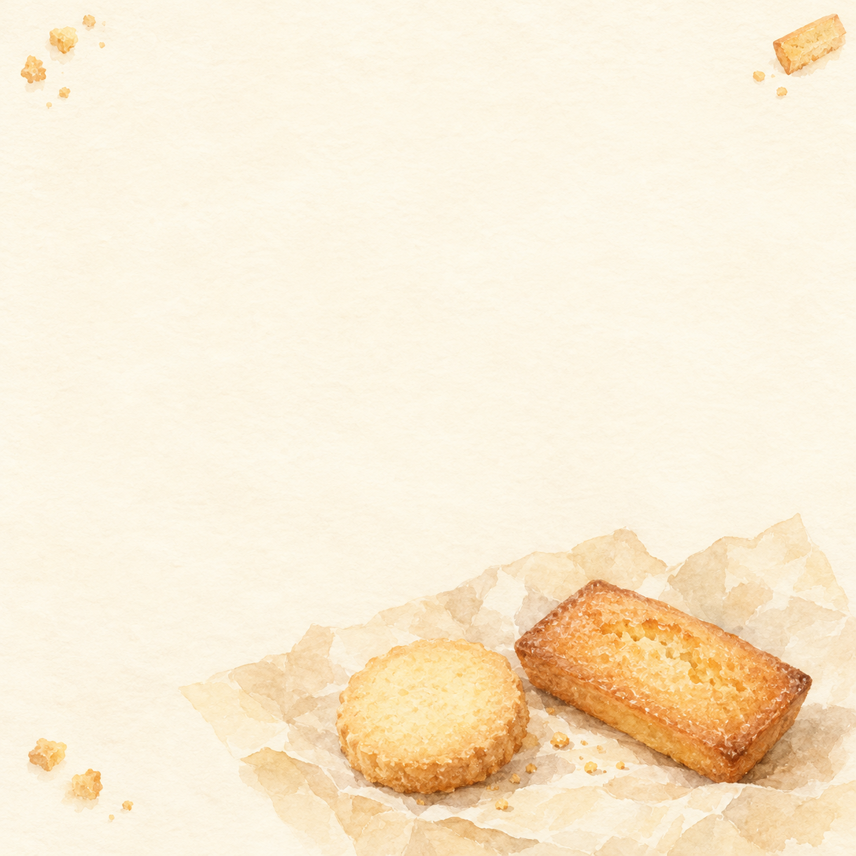 焼き菓子・低い飾りと広い余白｜文字なしの無料背景イラスト素材 104011に写真・文字を入れる
