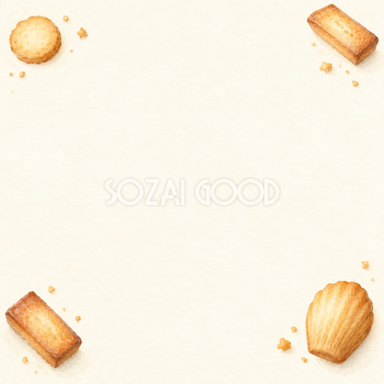 焼き菓子・対角の飾りと明るい中央｜文字なしの無料背景イラスト素材 104013