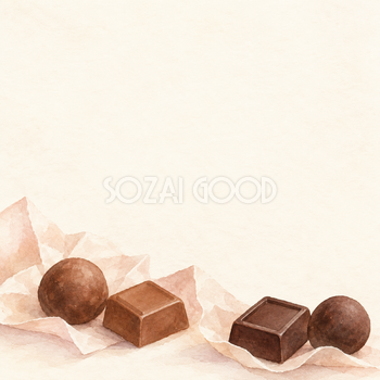 チョコレート・低い飾りと広い余白｜文字なしの無料背景イラスト素材 104024