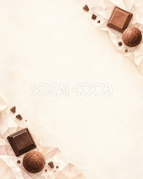 チョコレート・対角に添えた縦長背景｜文字なしの無料背景イラスト素材 104030