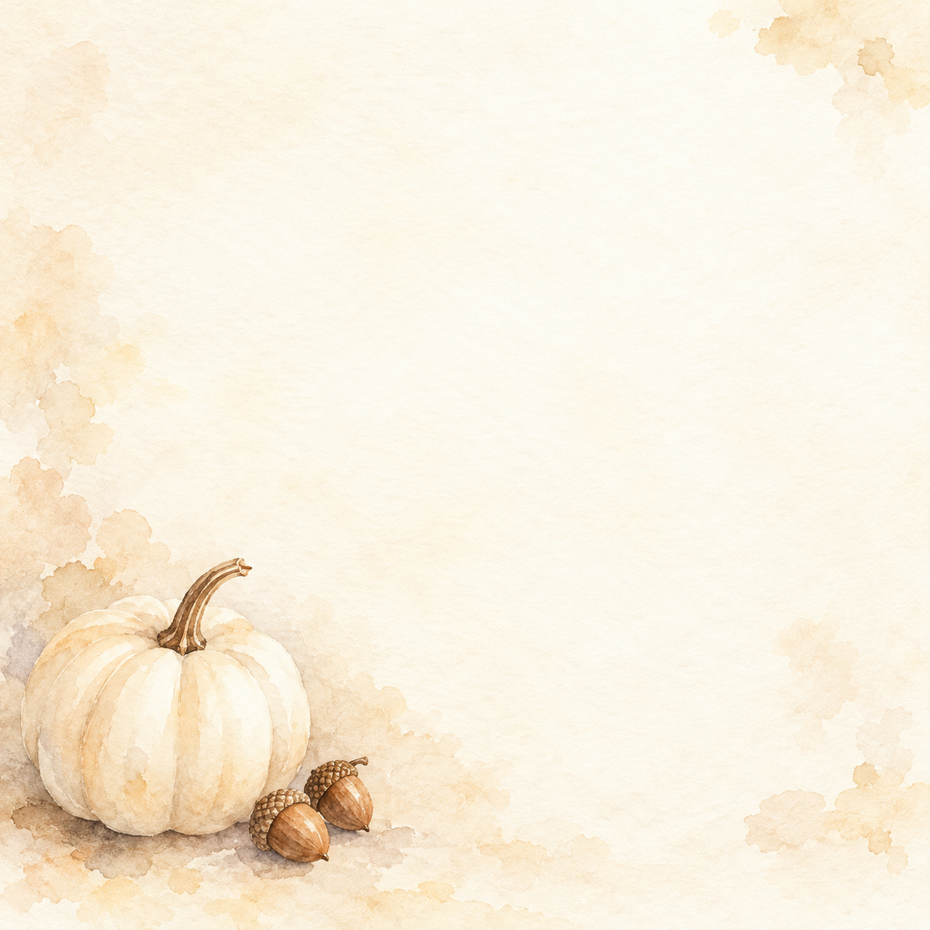 白いかぼちゃ・左下の飾りと明るい余白｜文字なしの無料背景イラスト素材 104035に写真・文字を入れる
