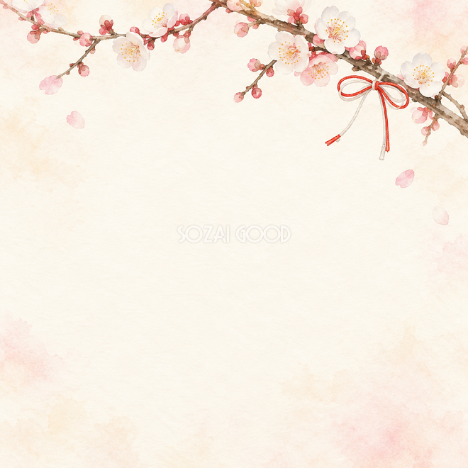 梅の花・上側の飾りと淡い光 梅の花・上側の飾りと淡い光