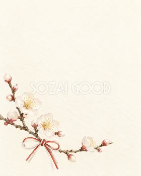 梅の花・低い飾りの縦長背景｜文字なしの無料背景イラスト素材 104067