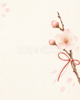 梅の花・片側に流れる縦長背景｜文字なしの無料背景イラスト素材 104068