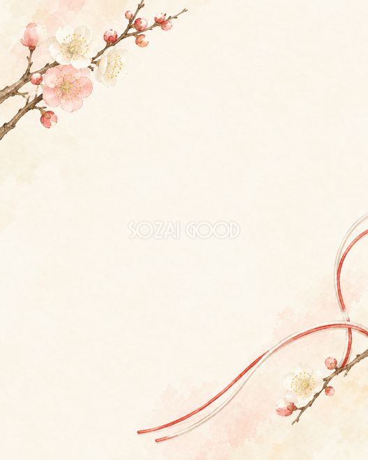 梅の花・対角に添えた縦長背景 梅の花・対角に添えた縦長背景