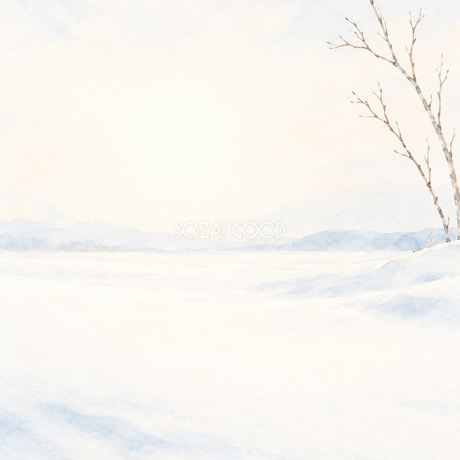 白い雪景色・右上の飾りと柔らかな光 白い雪景色・右上の飾りと柔らかな光