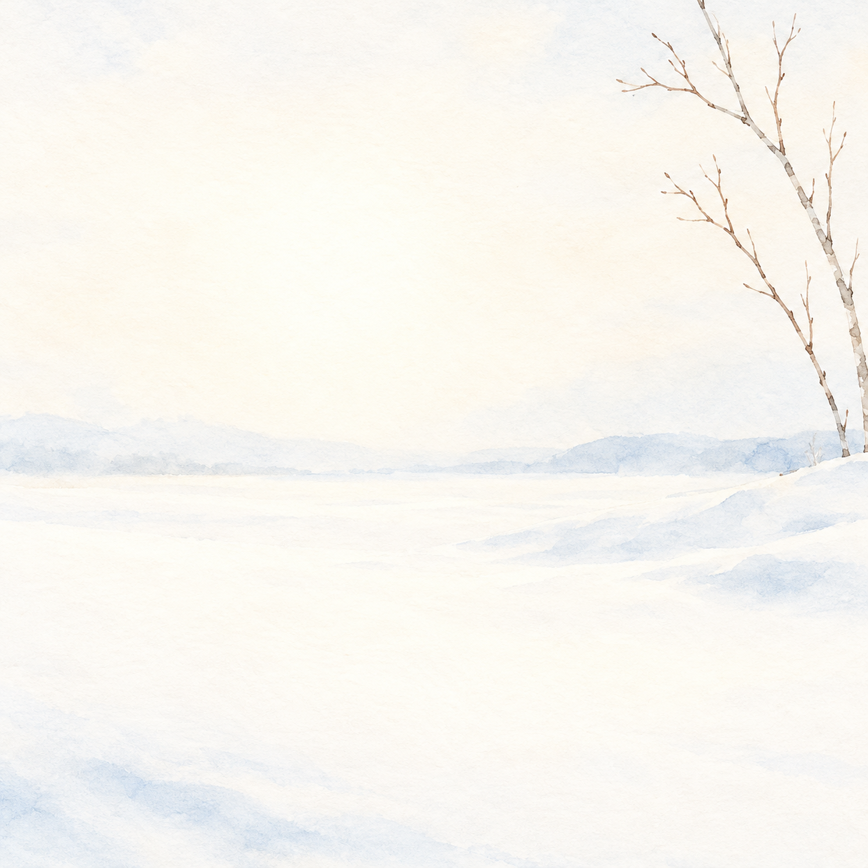 白い雪景色・右上の飾りと柔らかな光｜文字なしの無料背景イラスト素材 104153に写真・文字を入れる