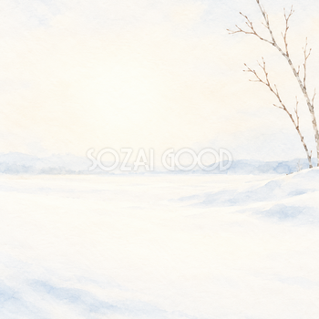 白い雪景色・右上の飾りと柔らかな光｜文字なしの無料背景イラスト素材 104153
