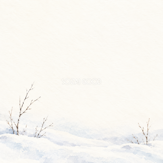 白い雪景色・低い飾りと広い余白 白い雪景色・低い飾りと広い余白