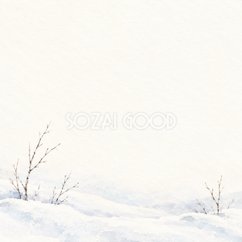 白い雪景色・低い飾りと広い余白｜文字なしの無料背景イラスト素材 104154