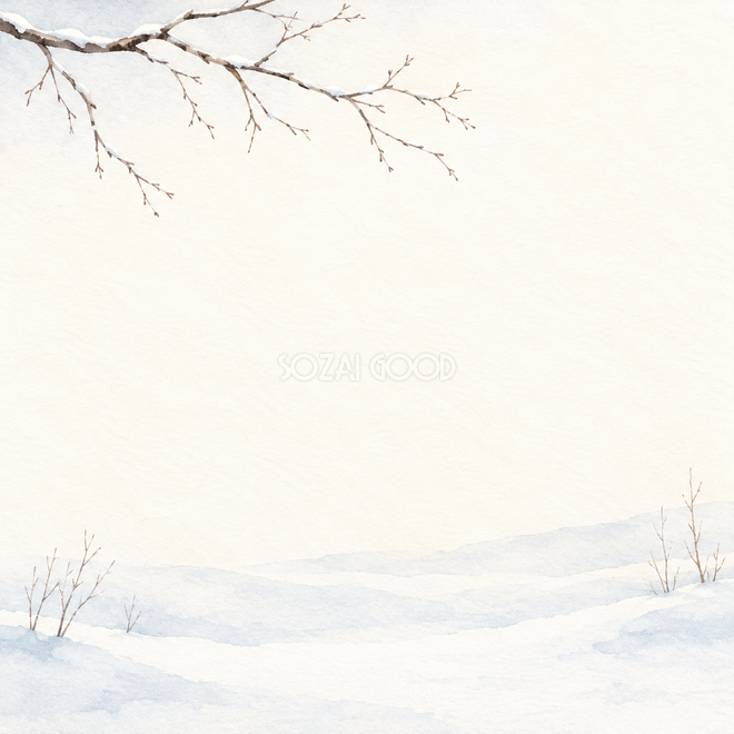 白い雪景色・上側の飾りと淡い光 白い雪景色・上側の飾りと淡い光