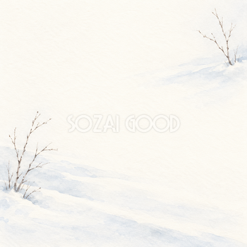 白い雪景色・対角の飾りと明るい中央｜文字なしの無料背景イラスト素材 104156
