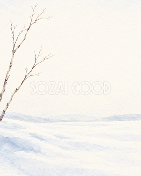 白い雪景色・片側に流れる縦長背景｜文字なしの無料背景イラスト素材 104159