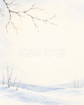白い雪景色・足元に飾る縦長背景｜文字なしの無料背景イラスト素材 104161