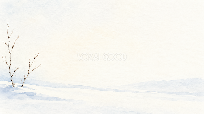 白い雪景色・片側に飾る横長背景 白い雪景色・片側に飾る横長背景
