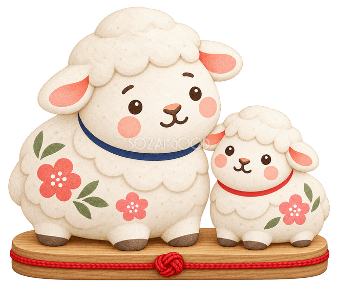 親子の羊の干支飾り