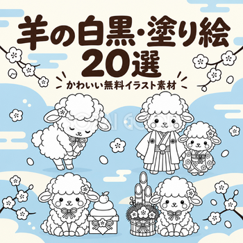 羊の白黒・塗り絵20選