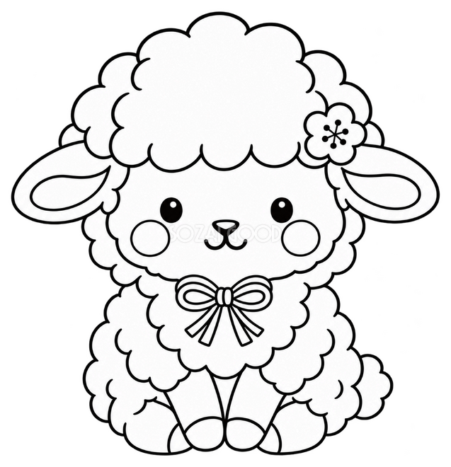 線画の正座羊 線画の正座羊