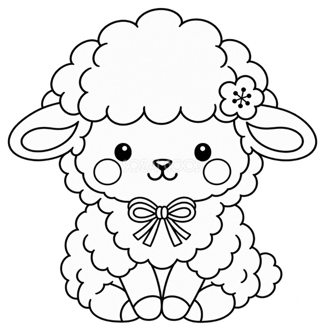 線画の座る羊 線画の座る羊