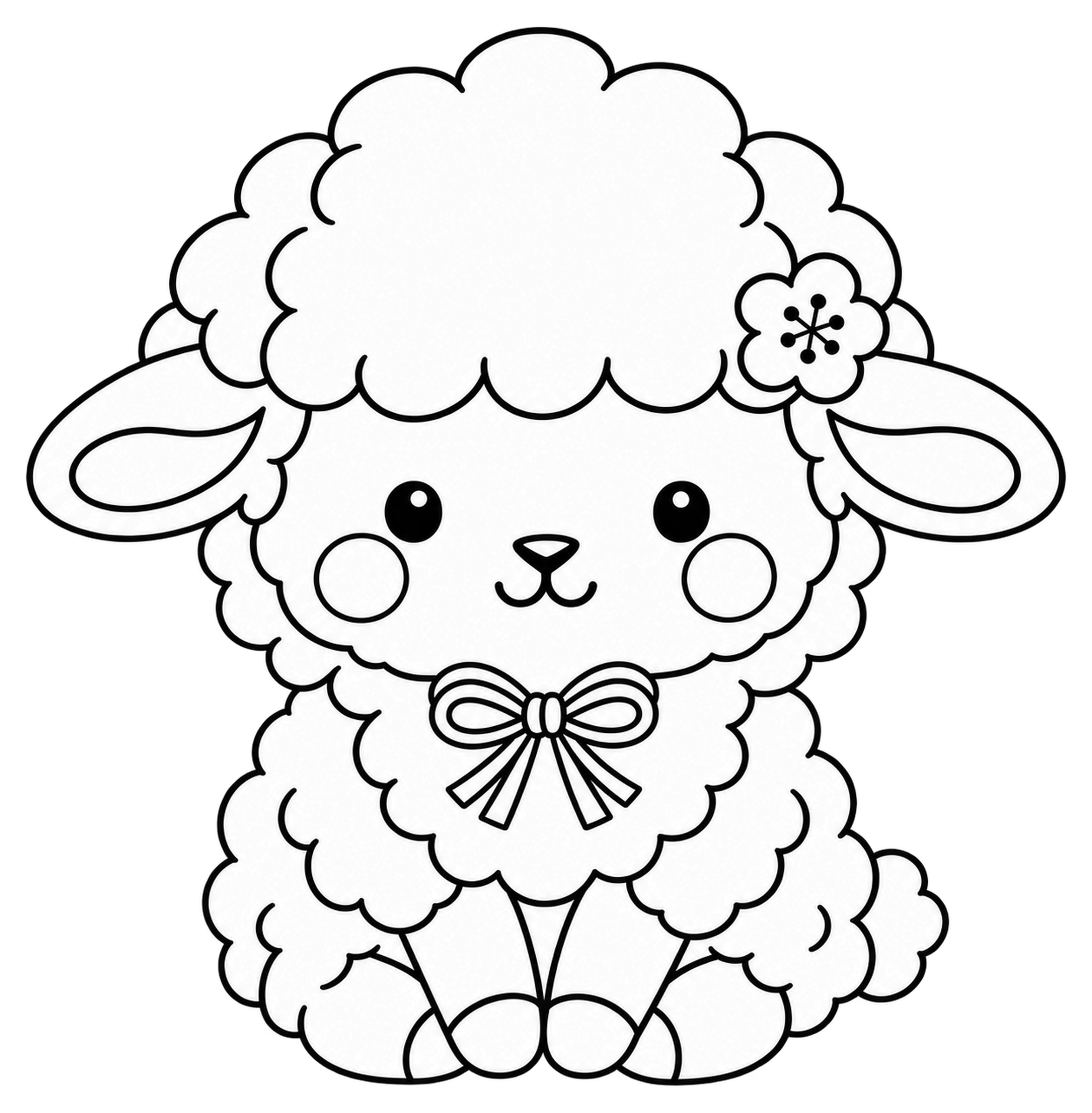 線画の座る羊のイラスト｜未年の無料塗り絵素材 104198に写真・文字を入れる