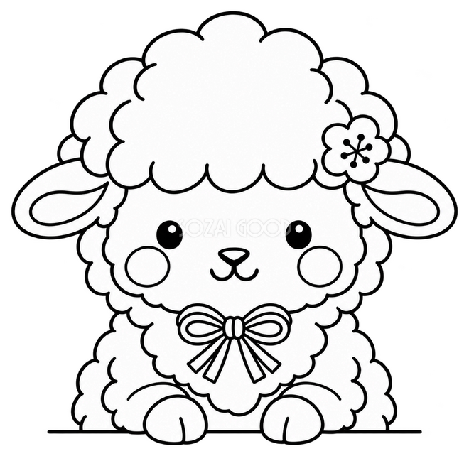 線画のひょっこり羊
