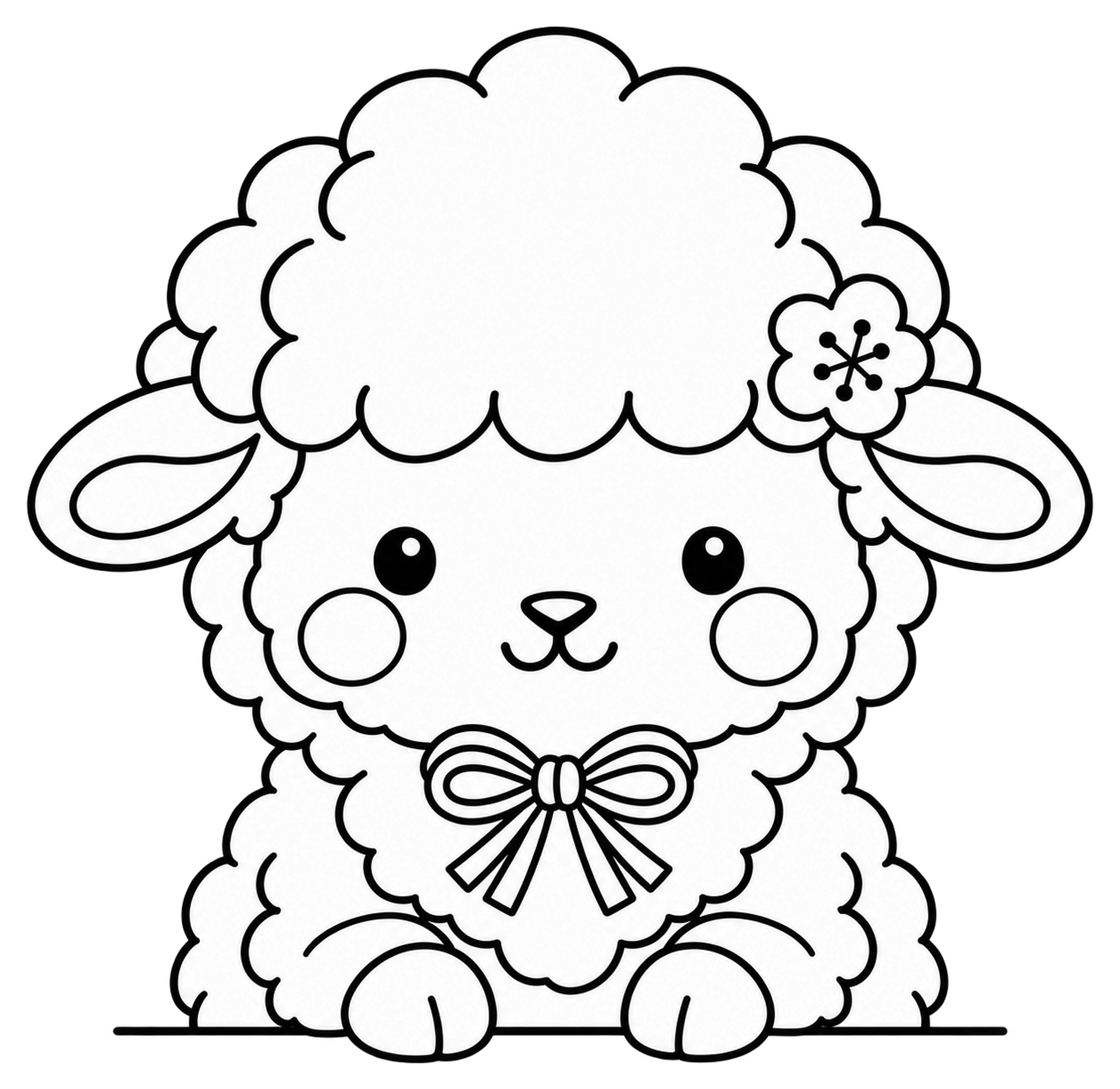 線画のひょっこり羊のイラスト｜未年の無料塗り絵素材 104201に写真・文字を入れる