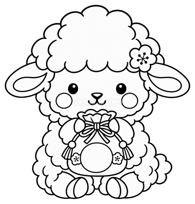 線画の羊と福袋