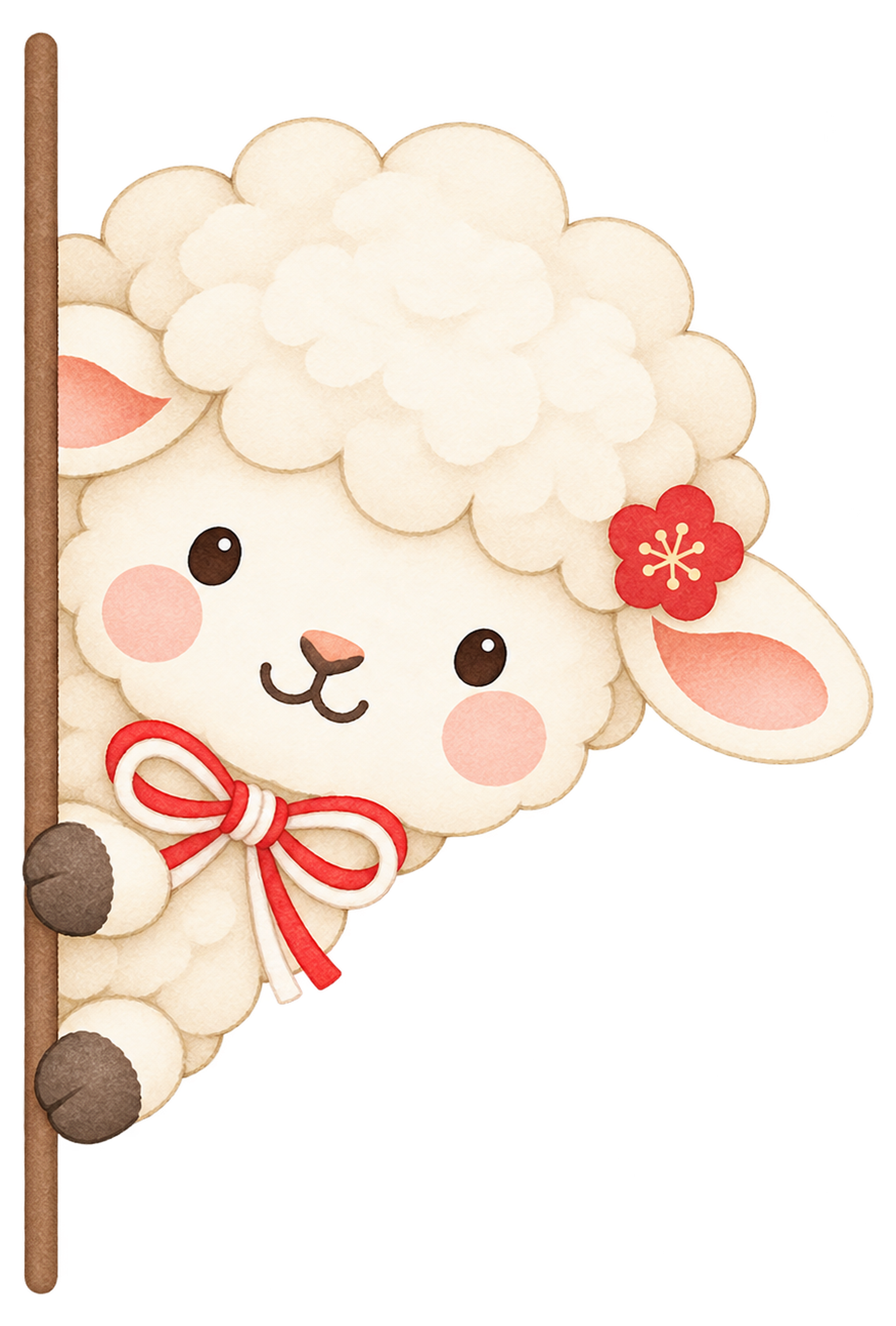 左からひょっこり羊のイラスト｜未年のかわいい無料素材 104214に写真・文字を入れる