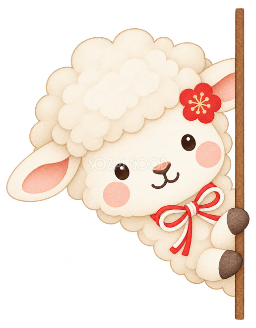 右からひょっこり羊 右からひょっこり羊