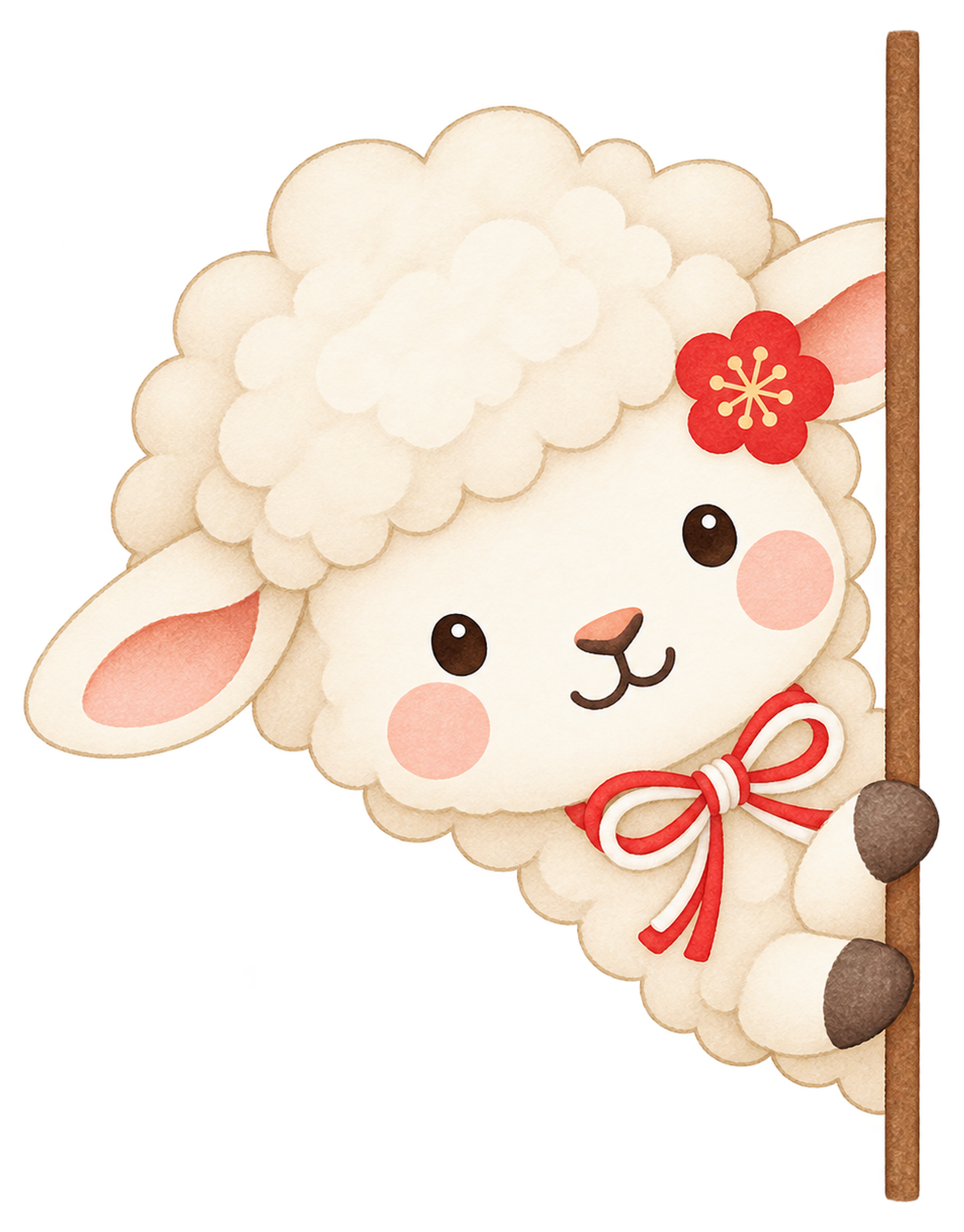 右からひょっこり羊のイラスト｜未年のかわいい無料素材 104215に写真・文字を入れる