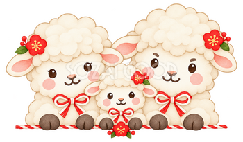 羊家族のひょっこりのイラスト｜未年のかわいい無料素材 104218