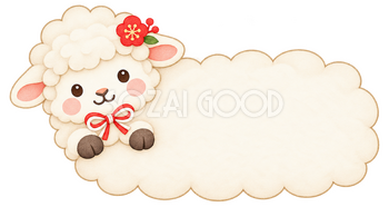 羊毛雲の見出しのイラスト｜未年のかわいい無料素材 104224