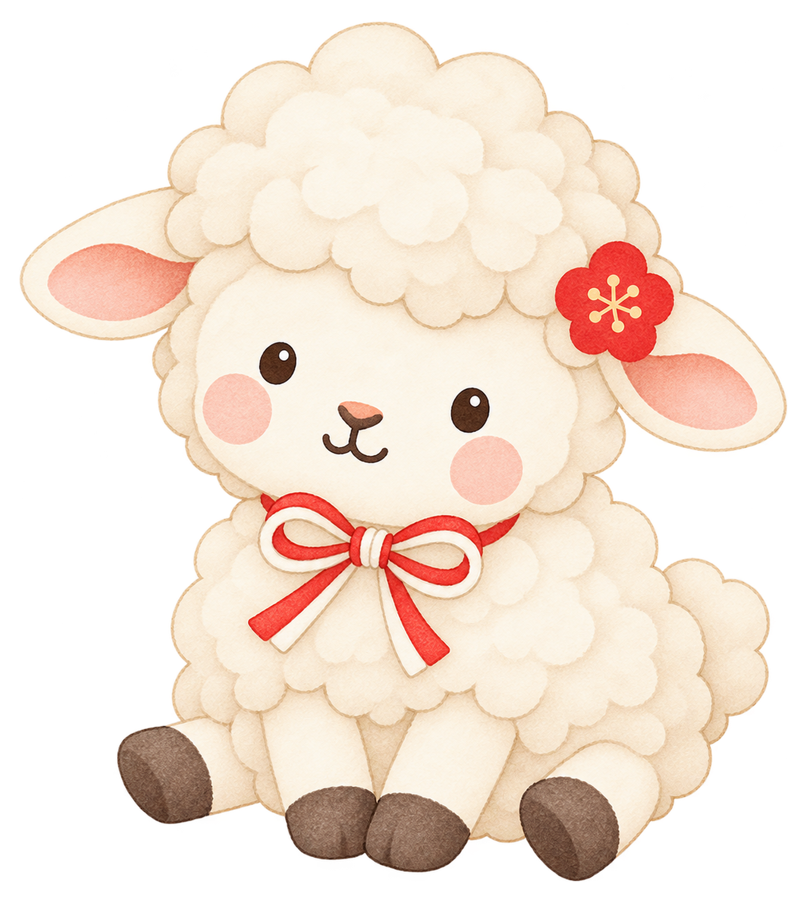 にっこり笑う羊のイラスト｜未年のかわいい無料素材 104233に写真・文字を入れる