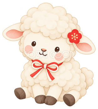 にっこり笑う羊のイラスト｜未年のかわいい無料素材 104233