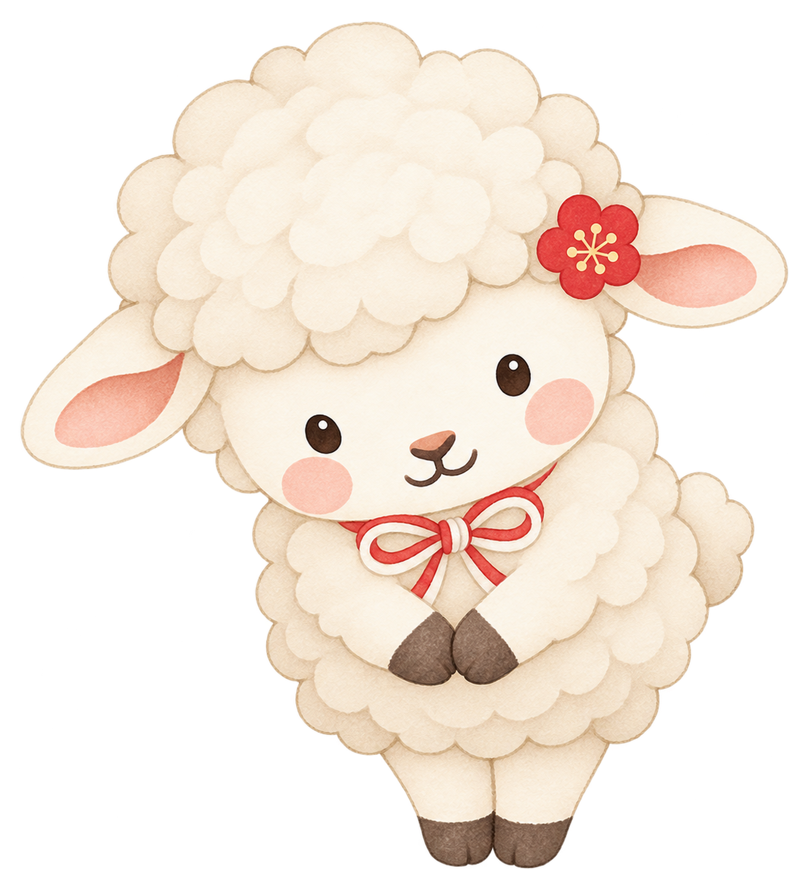 ありがとうの羊のイラスト｜未年のかわいい無料素材 104235に写真・文字を入れる