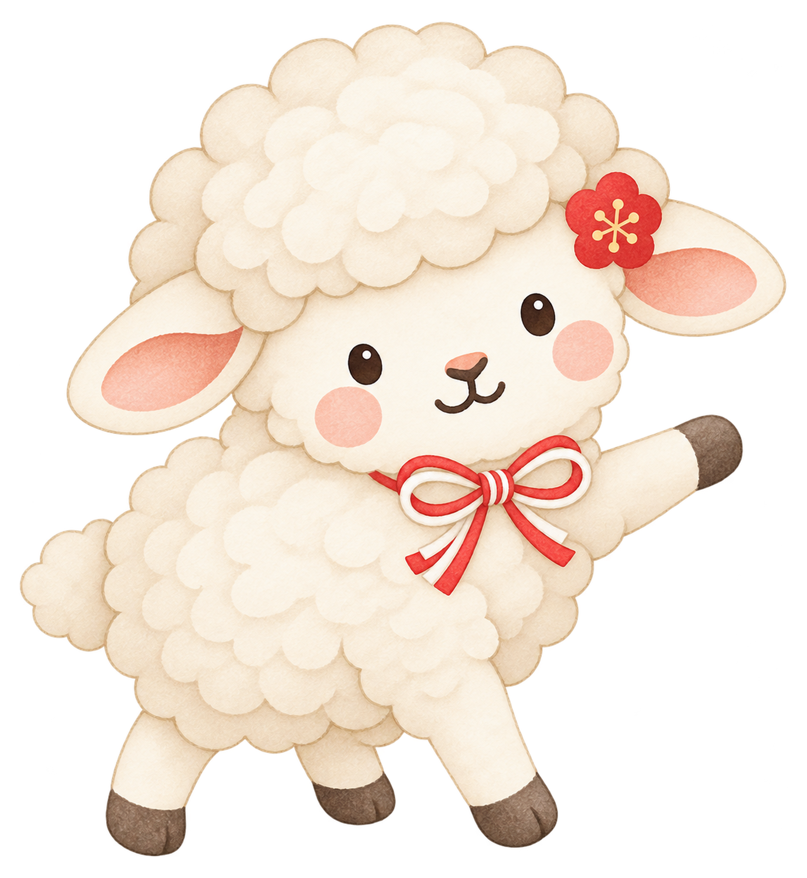 案内する羊のイラスト｜未年のかわいい無料素材 104237に写真・文字を入れる