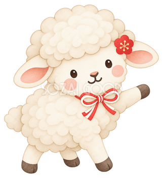 案内する羊のイラスト｜未年のかわいい無料素材 104237