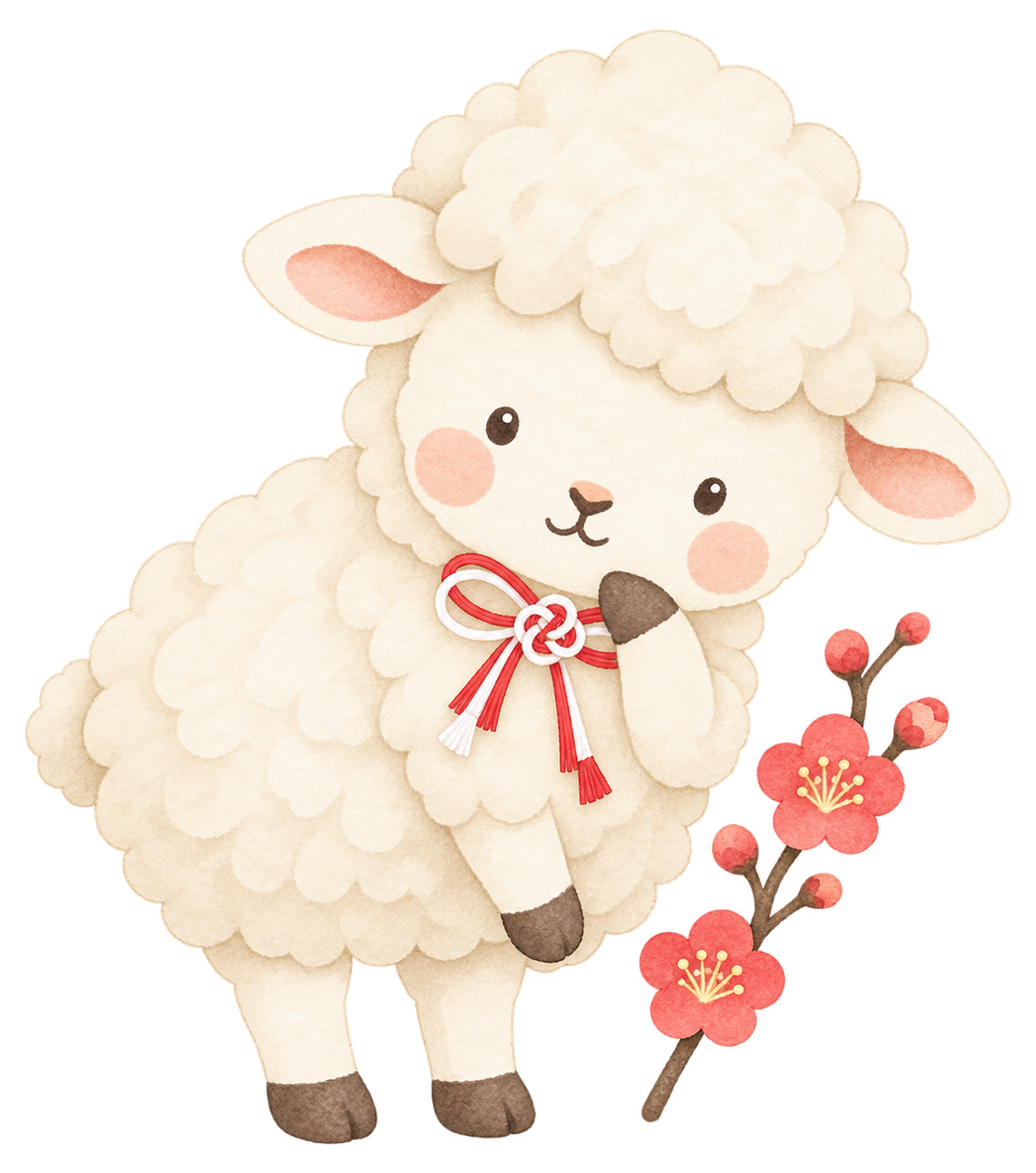 考える羊のイラスト｜未年のかわいい無料素材 104238に写真・文字を入れる