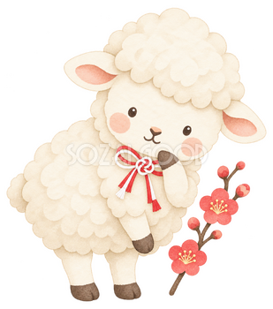 考える羊のイラスト｜未年のかわいい無料素材 104238