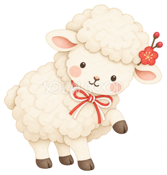 首をかしげる羊のイラスト｜未年のかわいい無料素材 104245